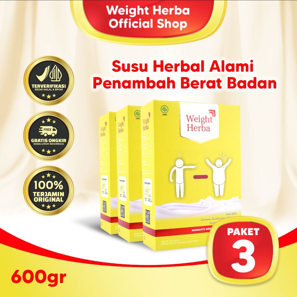 

Weight Herba Paket 3 Box – Herbal Penggemuk Badan Aman, Efektif Tambah Nafsu Makan, Berat Badan Naik Secara Sehat, Tubuh Lebih Ideal & Berisi | Alternatif Wookey Weight
