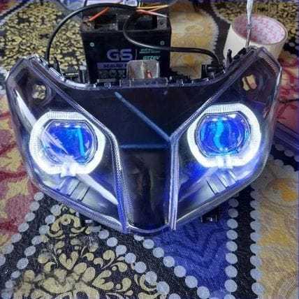 FULLSET REFLEKTOR LAMPU DEPAN VARIO TECHNO 110 KARBU + ALIS RUNNING 2 MODE BILED ALA ALA BIKIN SILAU