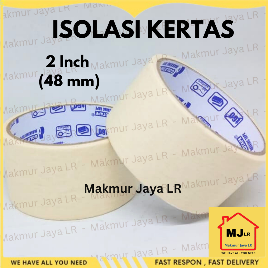 

Isolasi Kertas 2" 2 inch 48 mm Lakban Masking Tape Selotip Solasi Duco Deco
