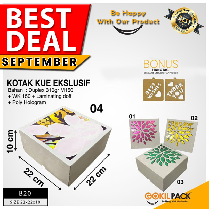 

GOKILPACK - Cake Box Leaf Poly - Kotak Kue Mewah Motif Daun - 22X22X10 cm - B20