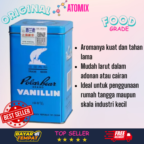 

AROMA VANILA POWDER FOOD GRADE MERK SNOW FOX EX. POLAR BEAR KALENG 500 gr / VANILLIN PERISA VANILA POWDER MAKANAN BUMBU CAKE PASTRY ROTI BOLU MINUMAN