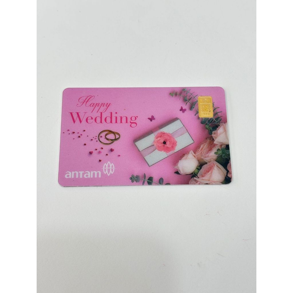 0.5 Gram Antam Gift Happy Wedding Series Hadiah Kado Pernikahan LM Logam Mulia Emas Batang Batangan