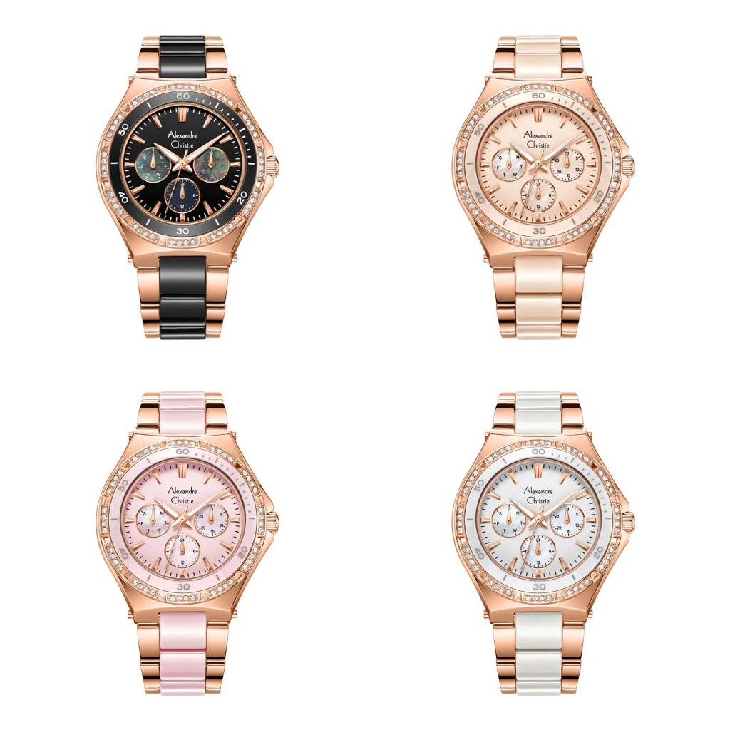Jam Tangan Wanita Alexandre Christie Ceramic AC 2294 BF AC2294 Women Stainless Steel