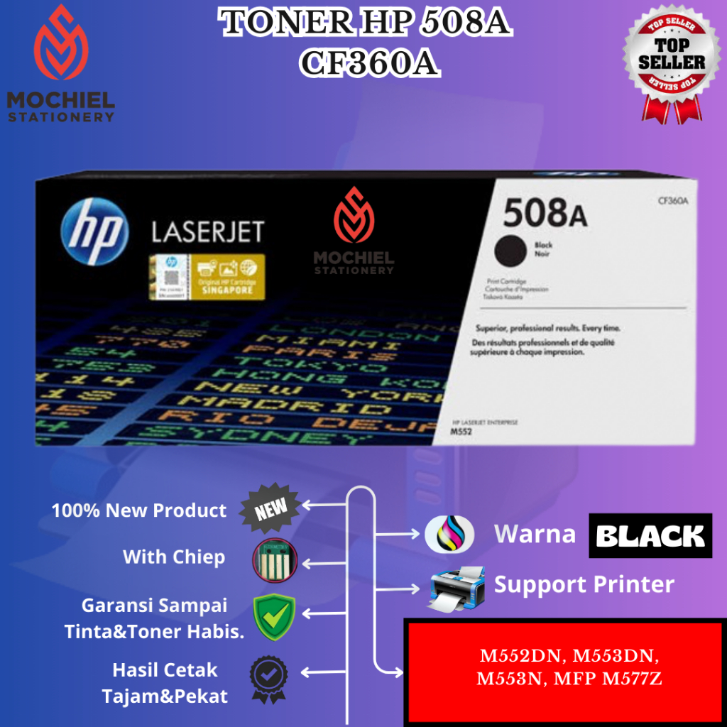 HP Laserjet 508A Black Toner Cartridge (CF360A) Printer M553dn, M553n, M553x, M577dn, M577f