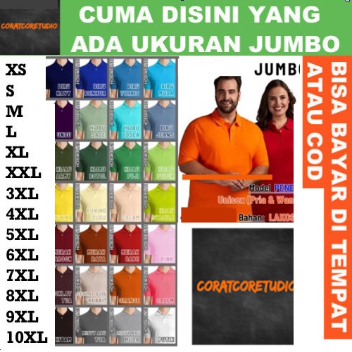 14XL 13XL 12XL 11XL 10XL 9XL 8XL 7XL 6XL 5XL 4XL 3XL XXL XL L M S XS CAPTAIN Kaos Polo PENDEK JUMBO 