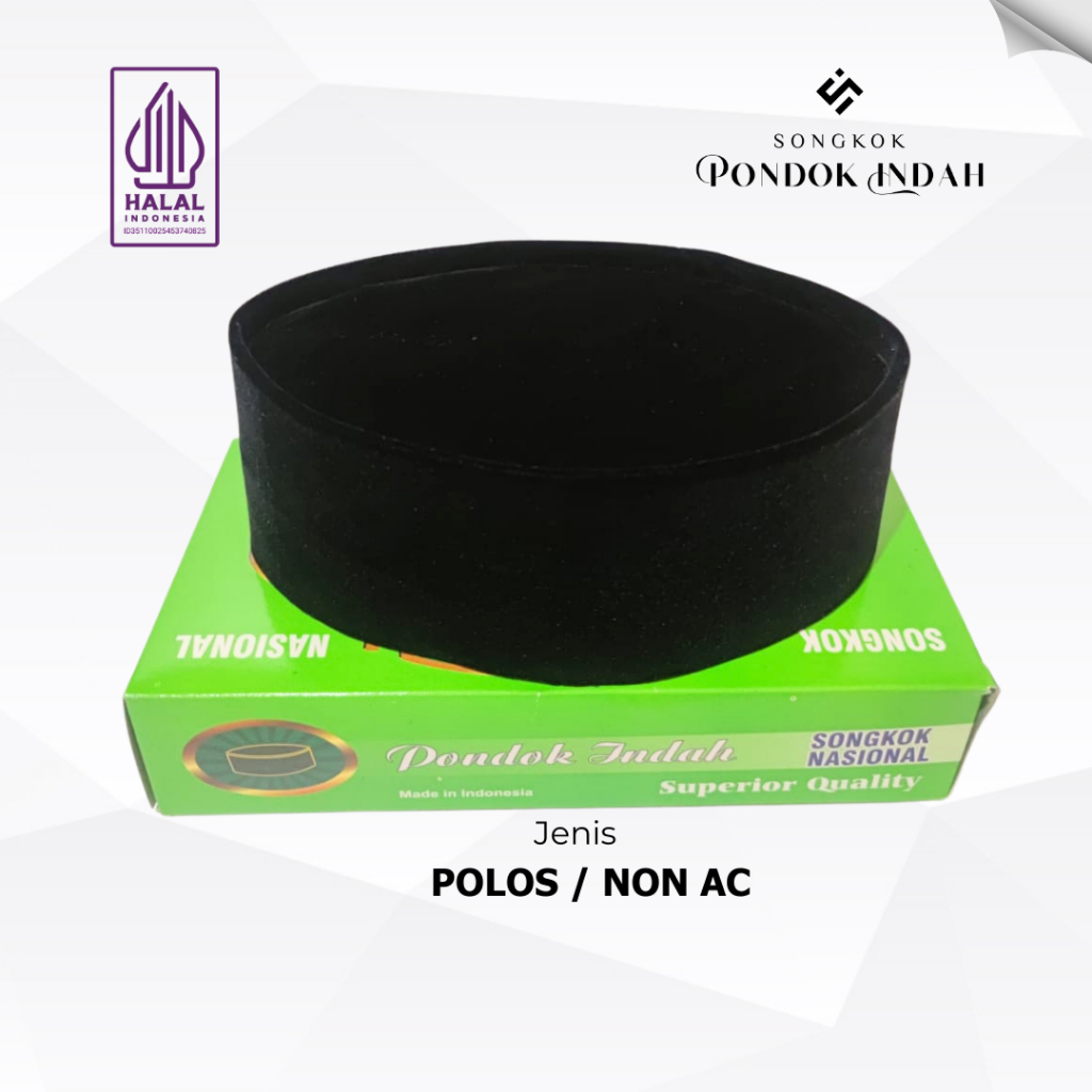 Songkok PONDOK INDAH POLOS/NON AC Peci Hitam Original