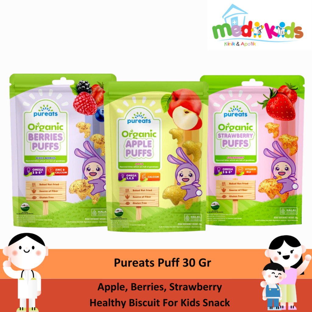 

Pureats Puff 30 Gr Rasa Strawberry, Apple, Berries - Snack Sehat Keluarga - Cemilan Keluarga Sehat & Anak