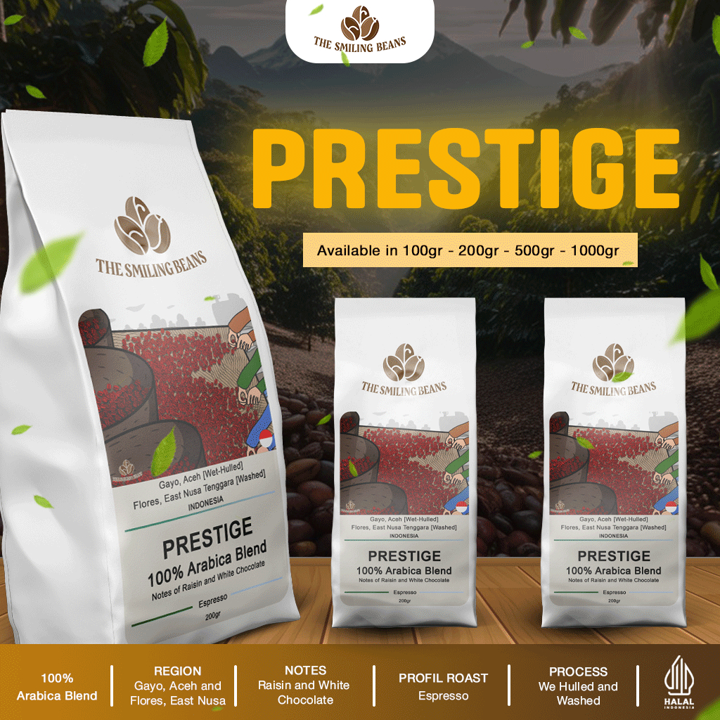 

PRESTIGE I THE SMILING BEANS I HOUSE BLEND I ROASTED BEANS - BIJI KOPI