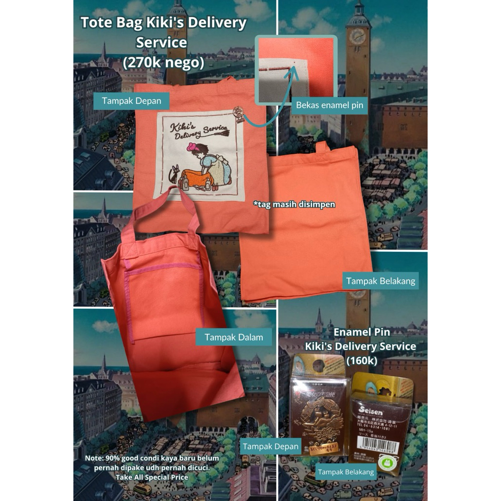 totebag enamel pin kiki’s delivery service