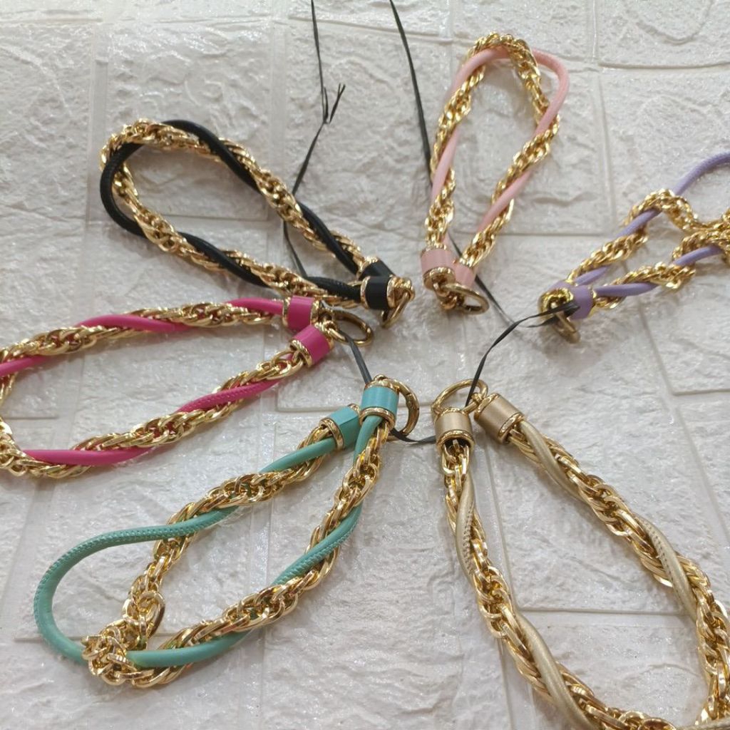 Tali Gelang Hp Rantai Kulit Tebal Cantik Free Plastik Pengait
