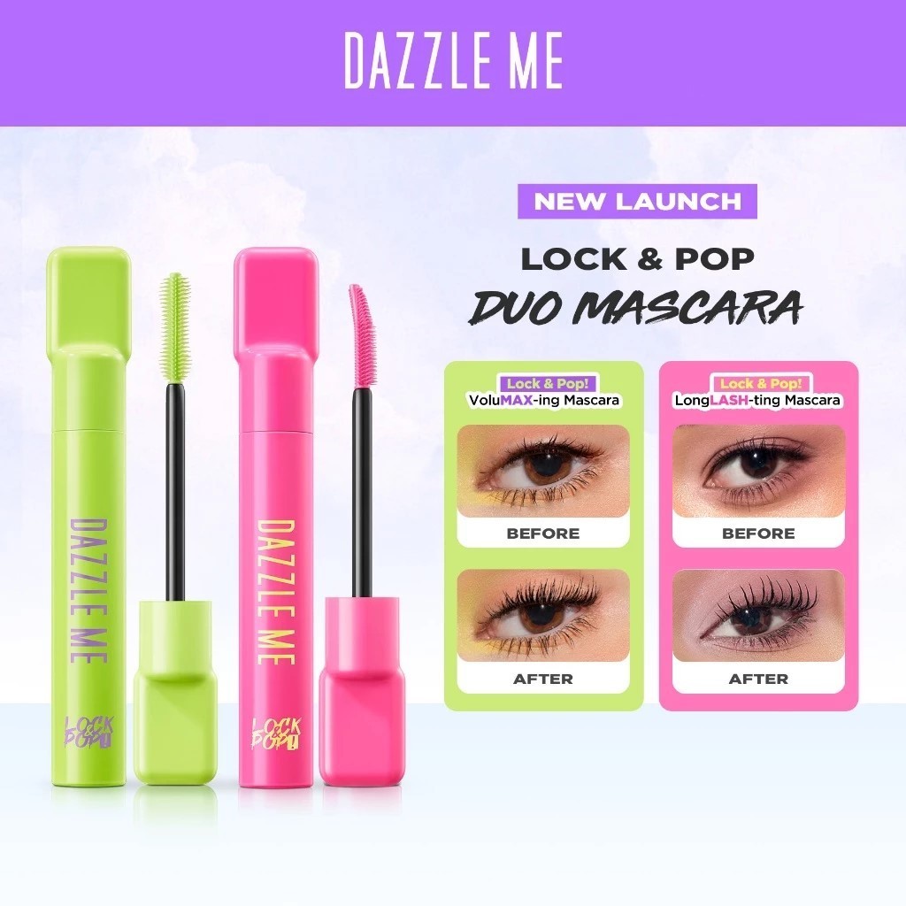 DAZZLE ME Lock & Pop Duo Mascara  VoluMAX-ing and LongLASH-ting Mascara Smudgeproof Transferproof Or
