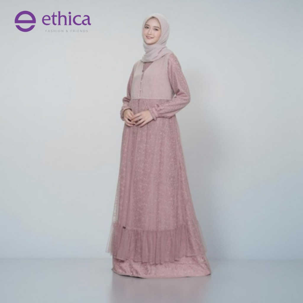 Baru Gamis Dress Ethica Kagumi 252 Elfa 258 Dusty Silk LODIARZA RAYON + BABY DOLL + TULLE Premium