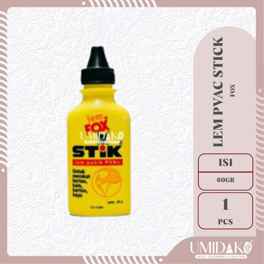 

[ UMIDAKO ] LEM FOX STIK/LEM PUTIH/LEM KERTAS PUTIH FOX BOTOL 60 GR