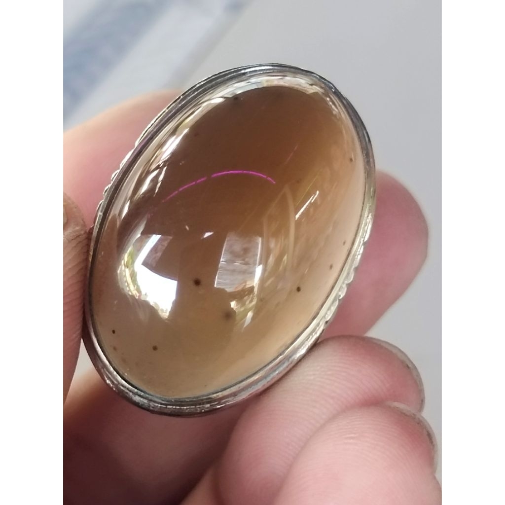 batu cincin bacan Obi warna coklat solar jumbo