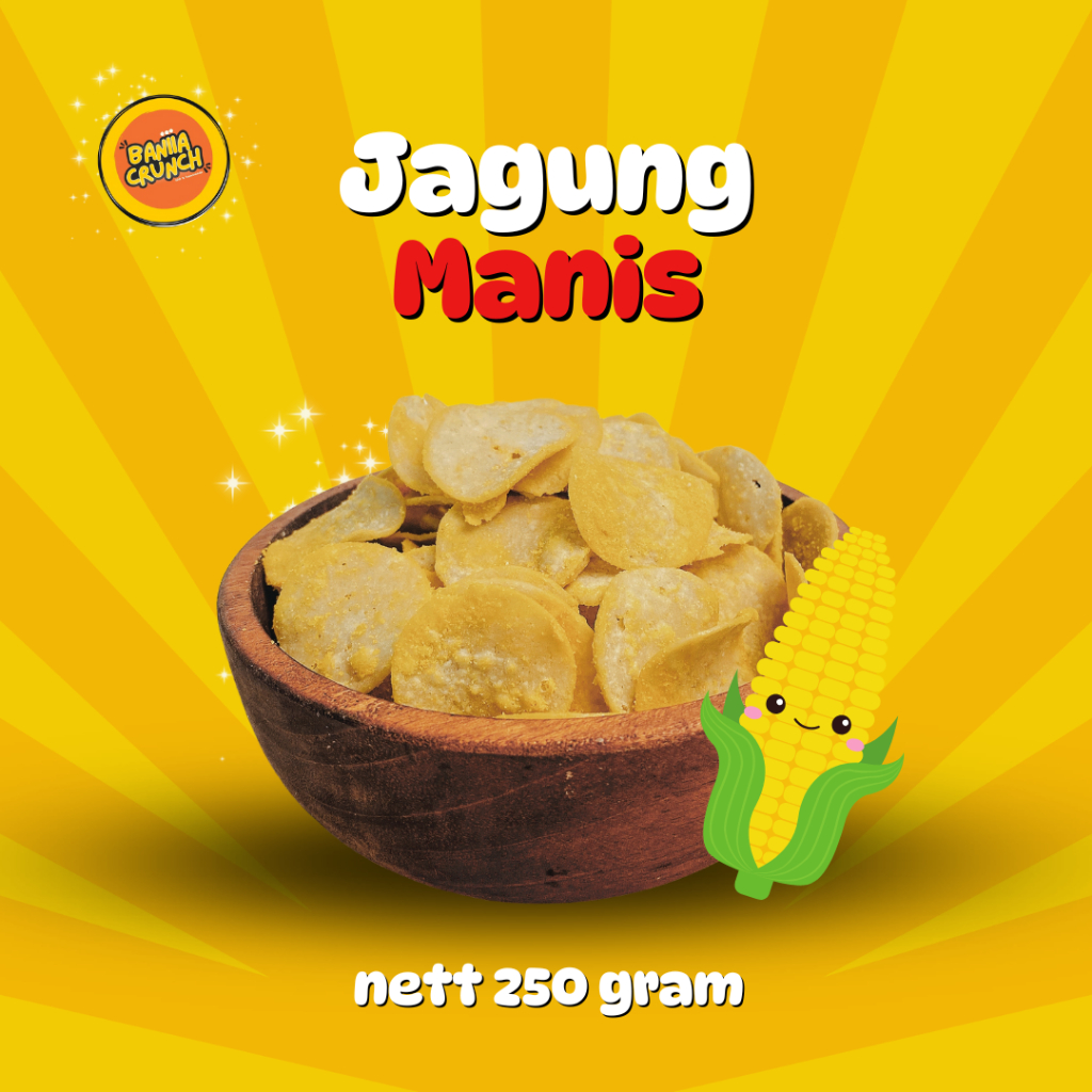 

250 GR MORING KOIN JAGUNG MANIS BANIIACRUNCH RENYAH(Makanan asin manis) Food Snack