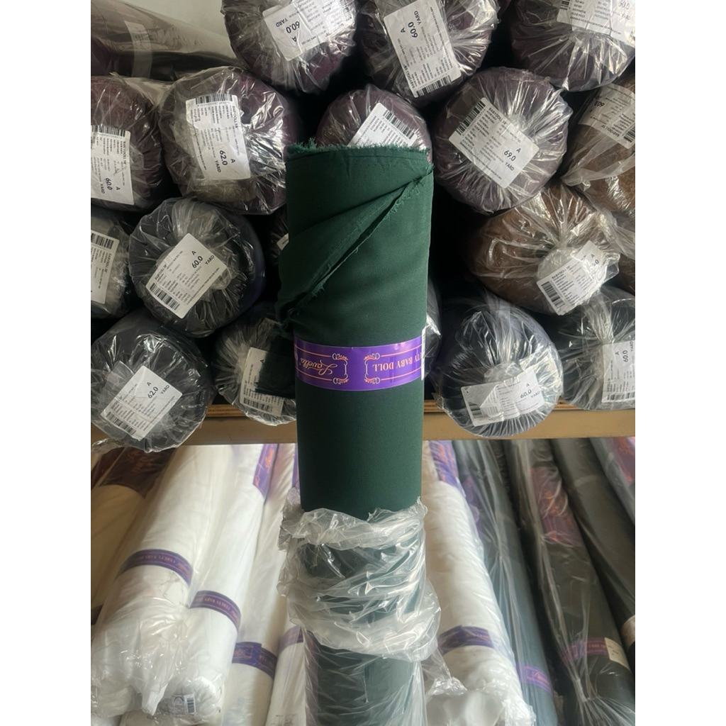 KAIN CERUTY BABYDOLL PREMIUM HIJAU BOTOL 1 ROLLAN/GULUNGAN ISI 60 YARD