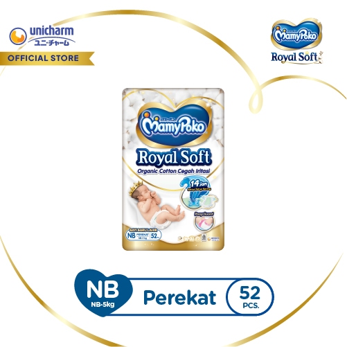 Mamy - MamyPoko Royal Soft Organic Cotton - NB 52 - Popok Perekat