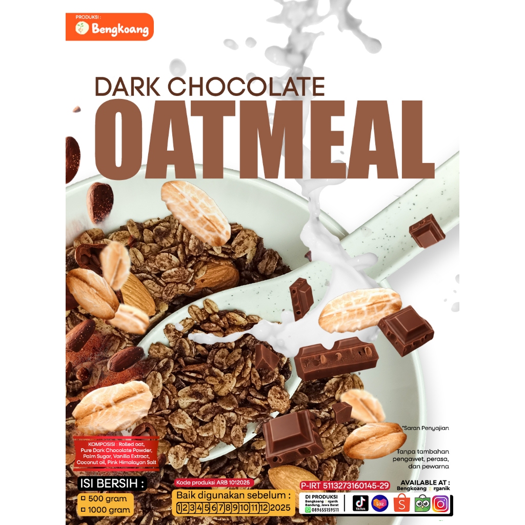 

DARK CHOCOLATE OATMEAL 500 g - Rolled oat
