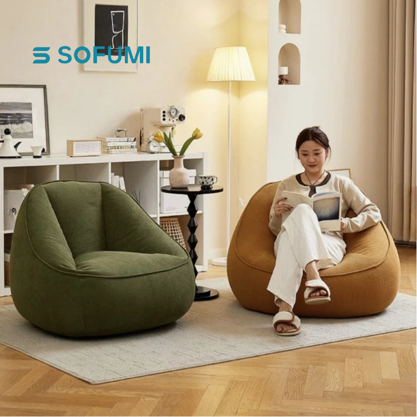 SOFUMI Kursi rumah tangga tunggal apartemen kecil ruang tamu kamar tidur bantal beanbag jaring seleb