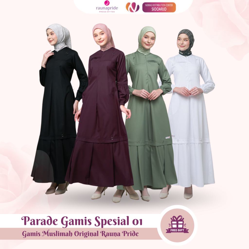 Gamis Polos Korean Style Gamis Remaja Lengan Puffy Terbaru Long Dress Wanita Rauna PGS 001