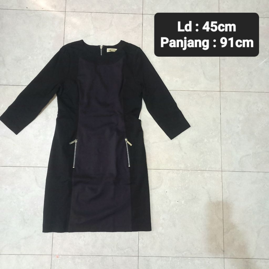 Preloved Plum And Black Midi Dress Michael Kors Original 100% Authentic