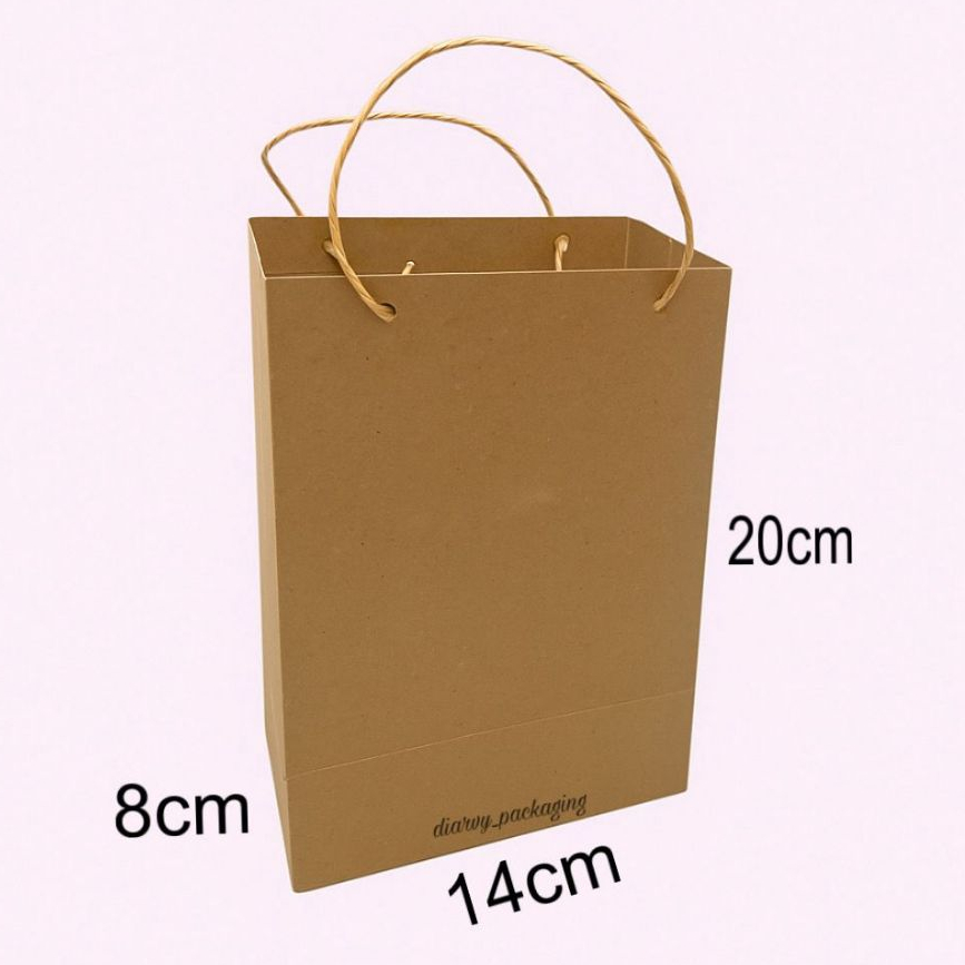 

Paperbag Warna coklat polos ukuran 14x20x8 Termurah tas kertas samson kraft souvenir