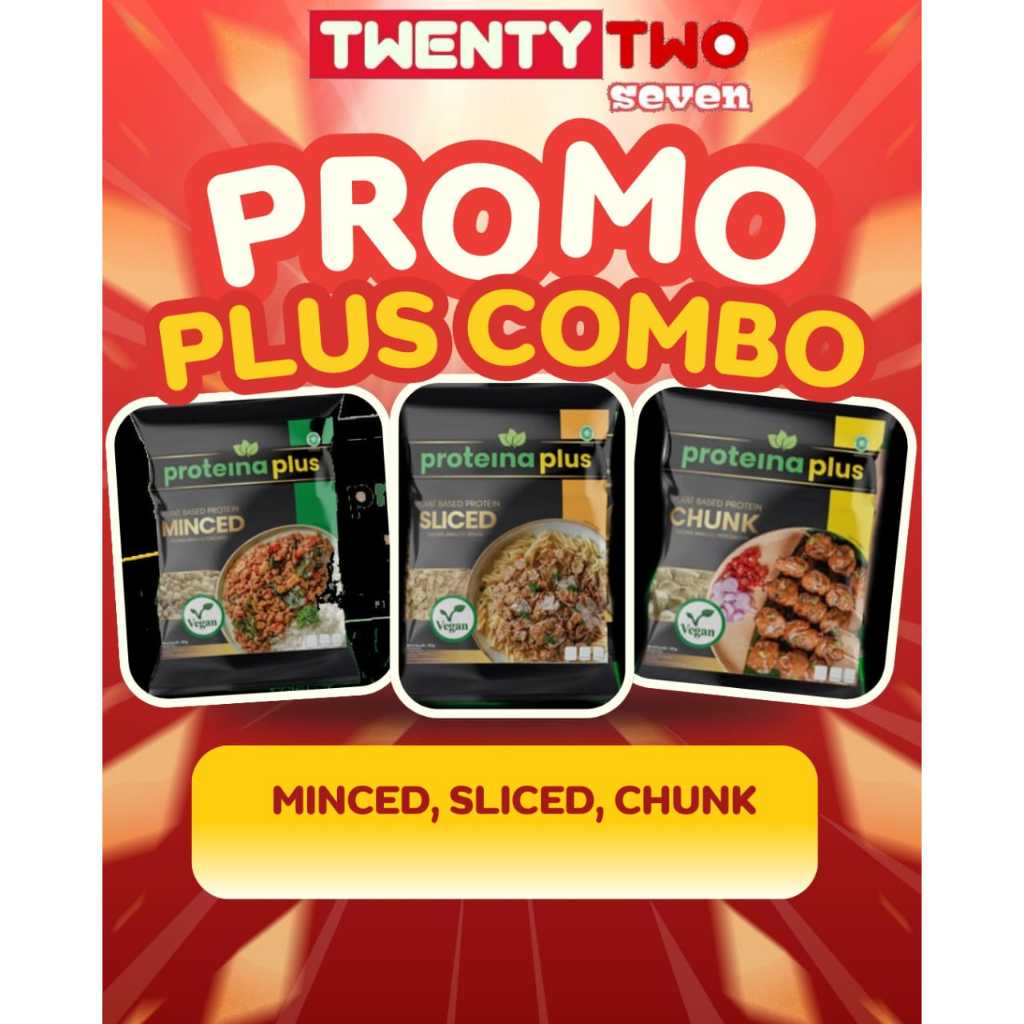 

Promo Combo Proteina Plus 100g Vegan Protein Nabati Halal ( Minced , Sliced , Chunk )