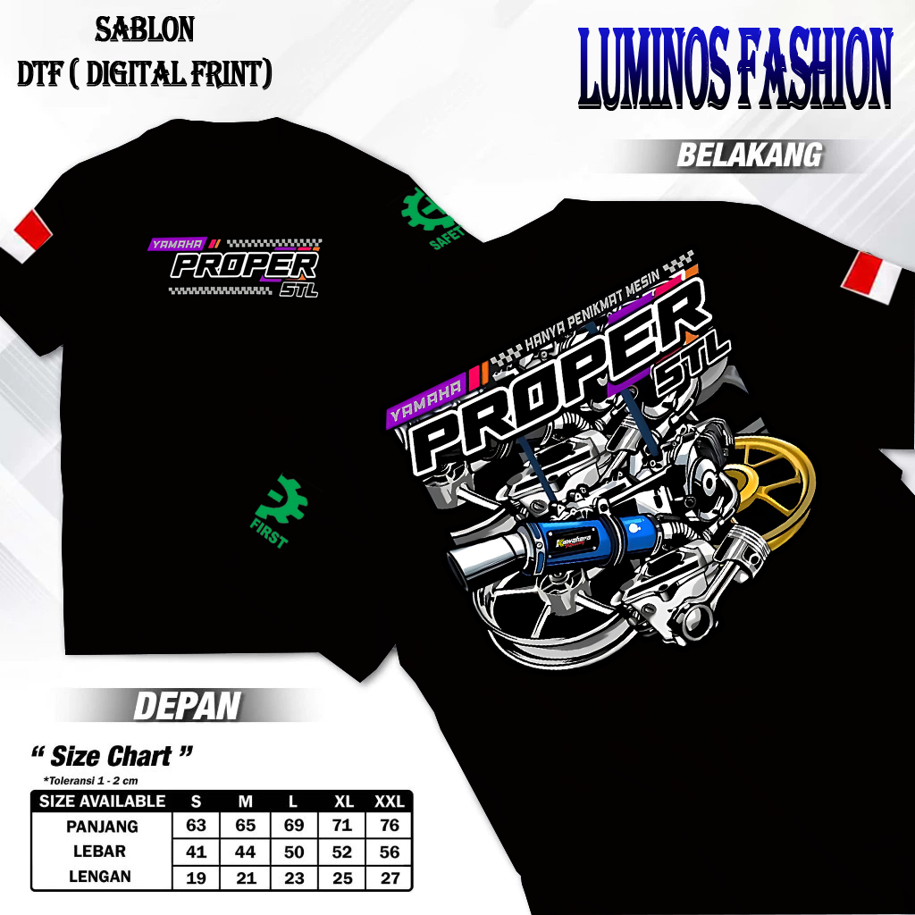 Luminos Fashion12 KAOS T-Shirt Proper Mio 5TL Limited Original / Kaos Yamaha Mio / Kaos Racing Murah