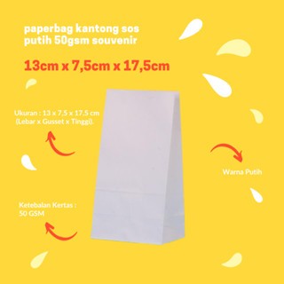 

paperbag kantong sos putih 13x7,5x17,5 50gsm souvenir
