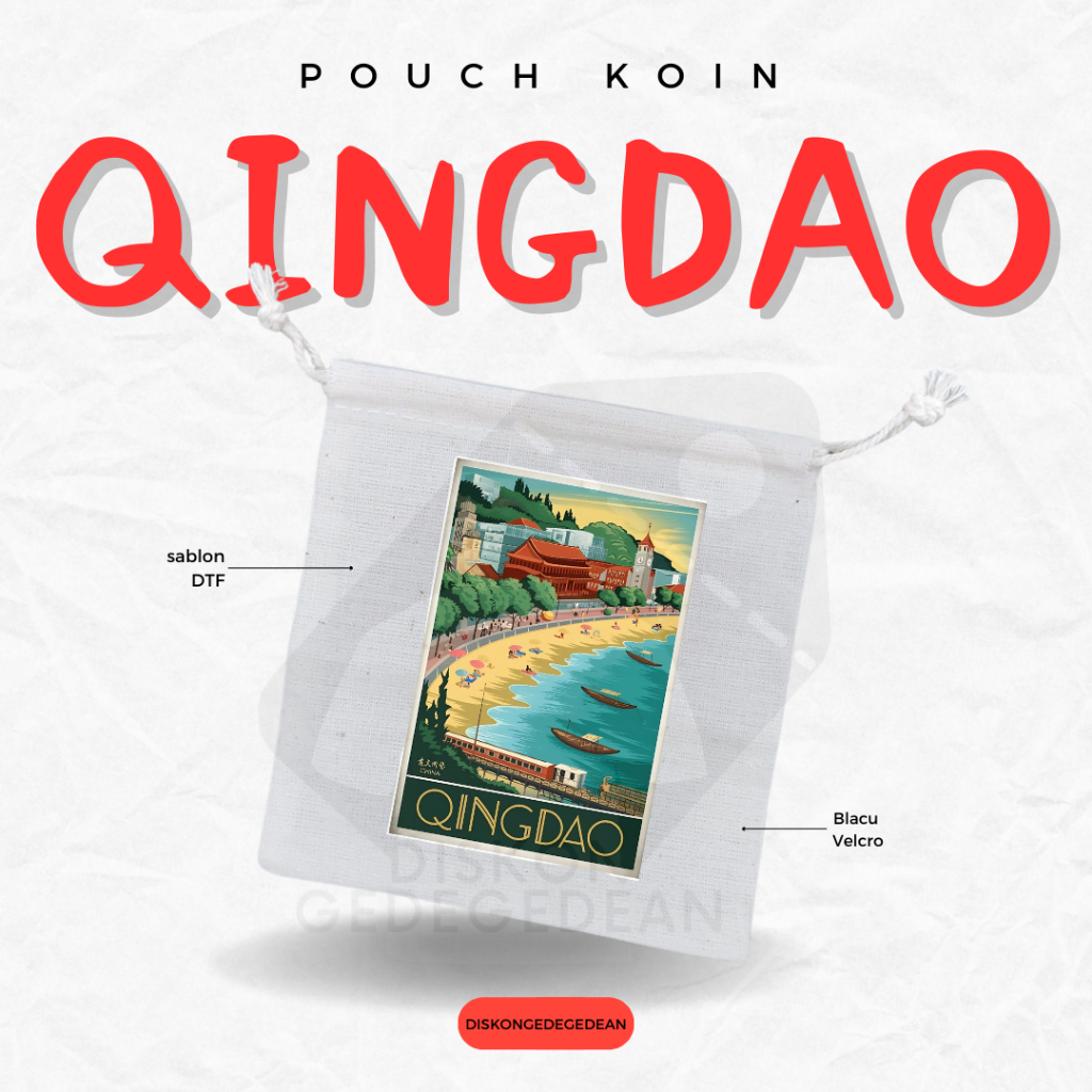 Diskongedegedean Pouch Dompet Koin Souvenir Qingdao Dompet Koin Oleh Oleh China Bahan Blacu Type 3