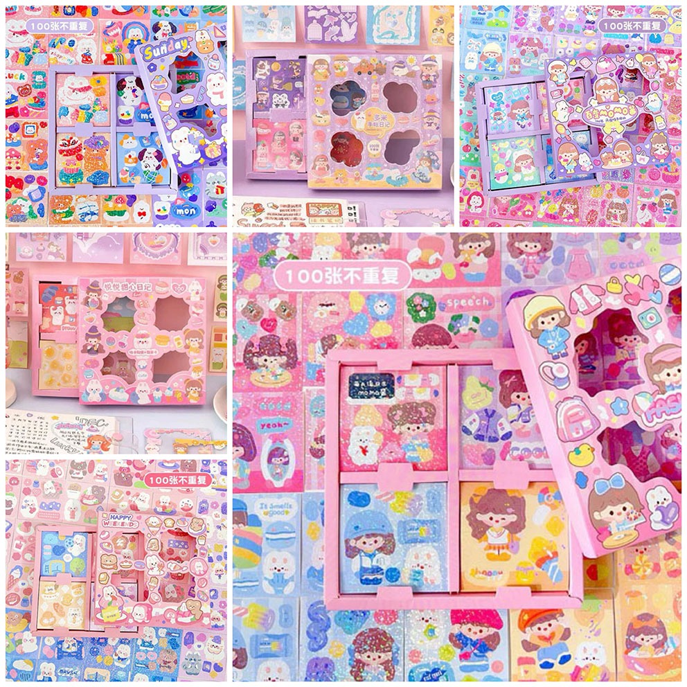 

Sticker MINI Hologram Glitter - 100 Lembar With Box - Stiker Anak - Deco Aesthetic