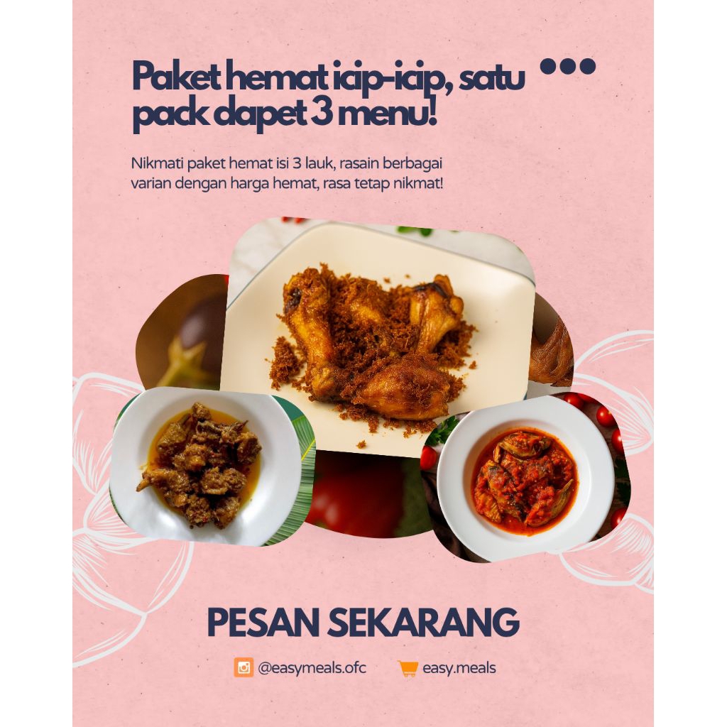 

PAKET ICIP 1 (Ayam Serundeng, Ikan Sarden, Rica Bebek)