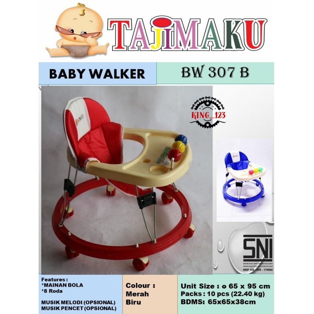 BABY WALKER APOLLO KERETA ALAT BELAJAR JALAN ANAK TAJIMAKU 307 B