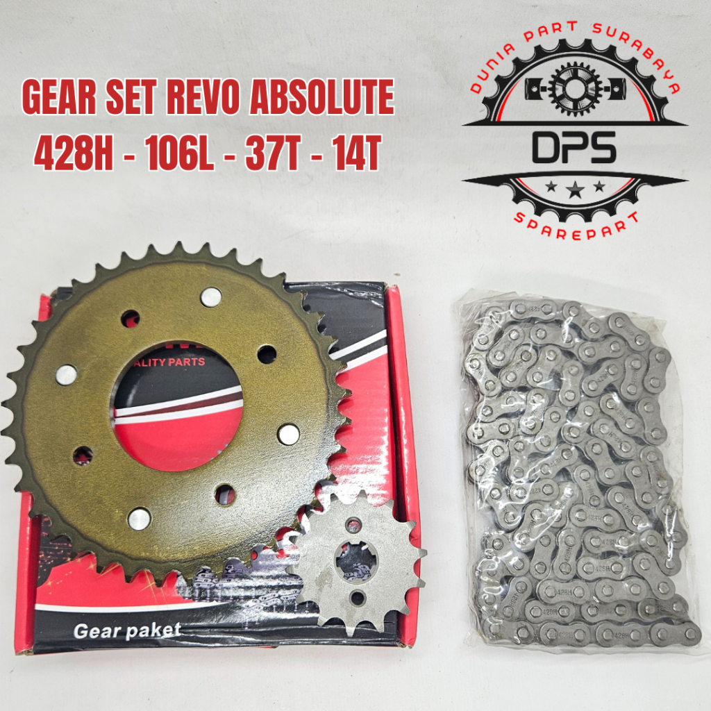 GEAR SET ASSY REVO ABSOLUTE 428H 106L 37T 14T GEAR GIR SET GIR PAKET REVO ABSOLUTE