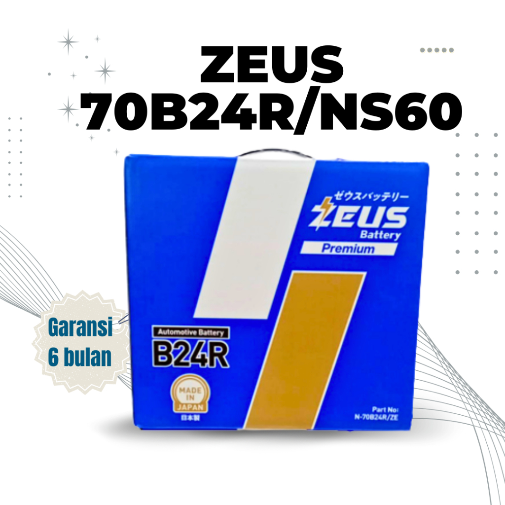 Aki Mobil Daihatsu Xenia NS60 (46B24R) Zeus Accu Kering/ MF 45 Ampere