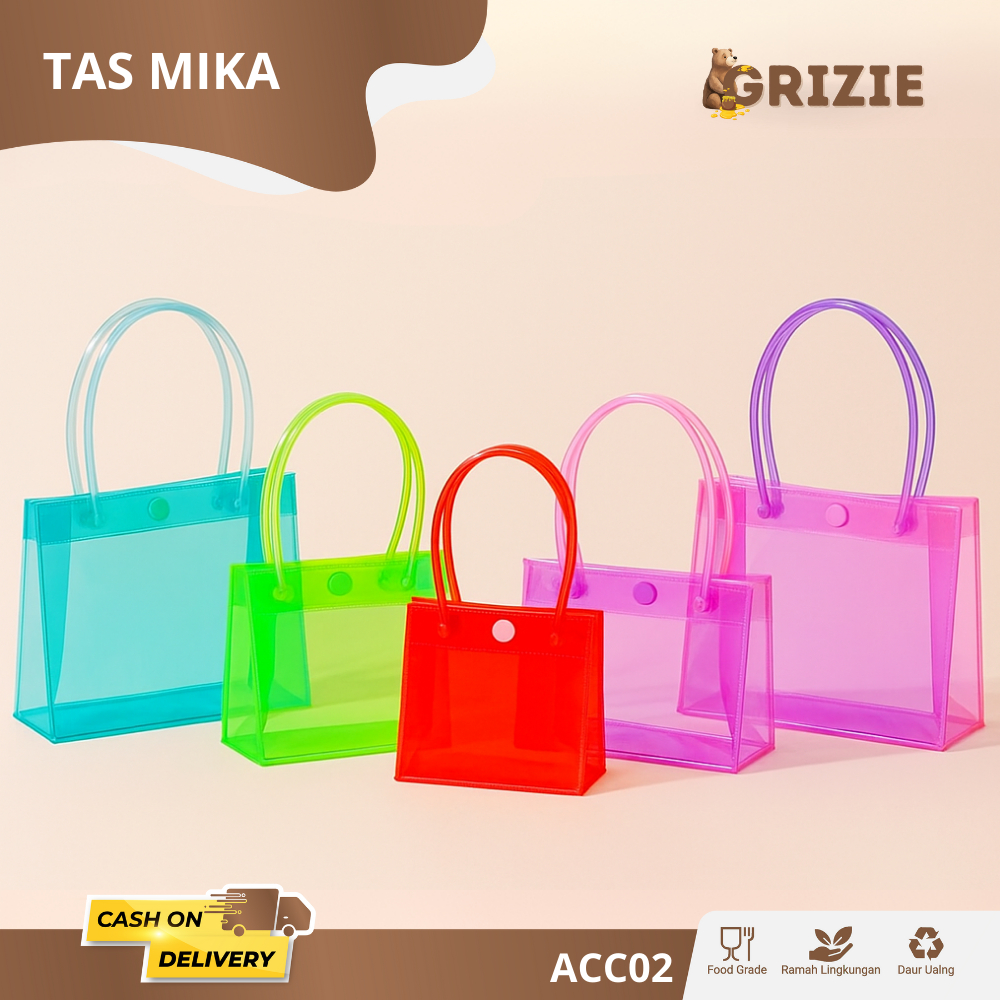 Tas Mika PVC / Tas Mika PVC Transparan / Tas Bening / Tas Transparan / Tas Hampers / Goodiebag Trans