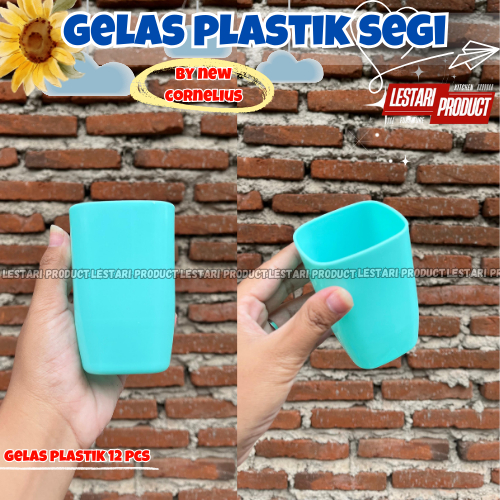 ( 12 PCS ) GELAS PLASTIK SEGI NEW CORNELIUS | GELAS PLASTIK | GELAS WARNA | GELAS TEAJUS | CANGKIR T