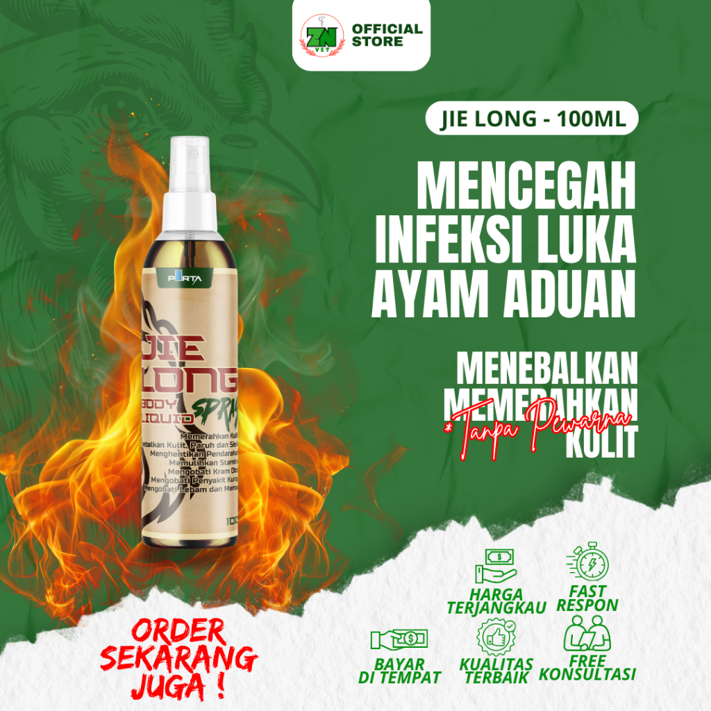 JIE LONG SPRAY 100ML - BODY LIQUID ARAK GOSOK KHUSUS AYAM ADUAN