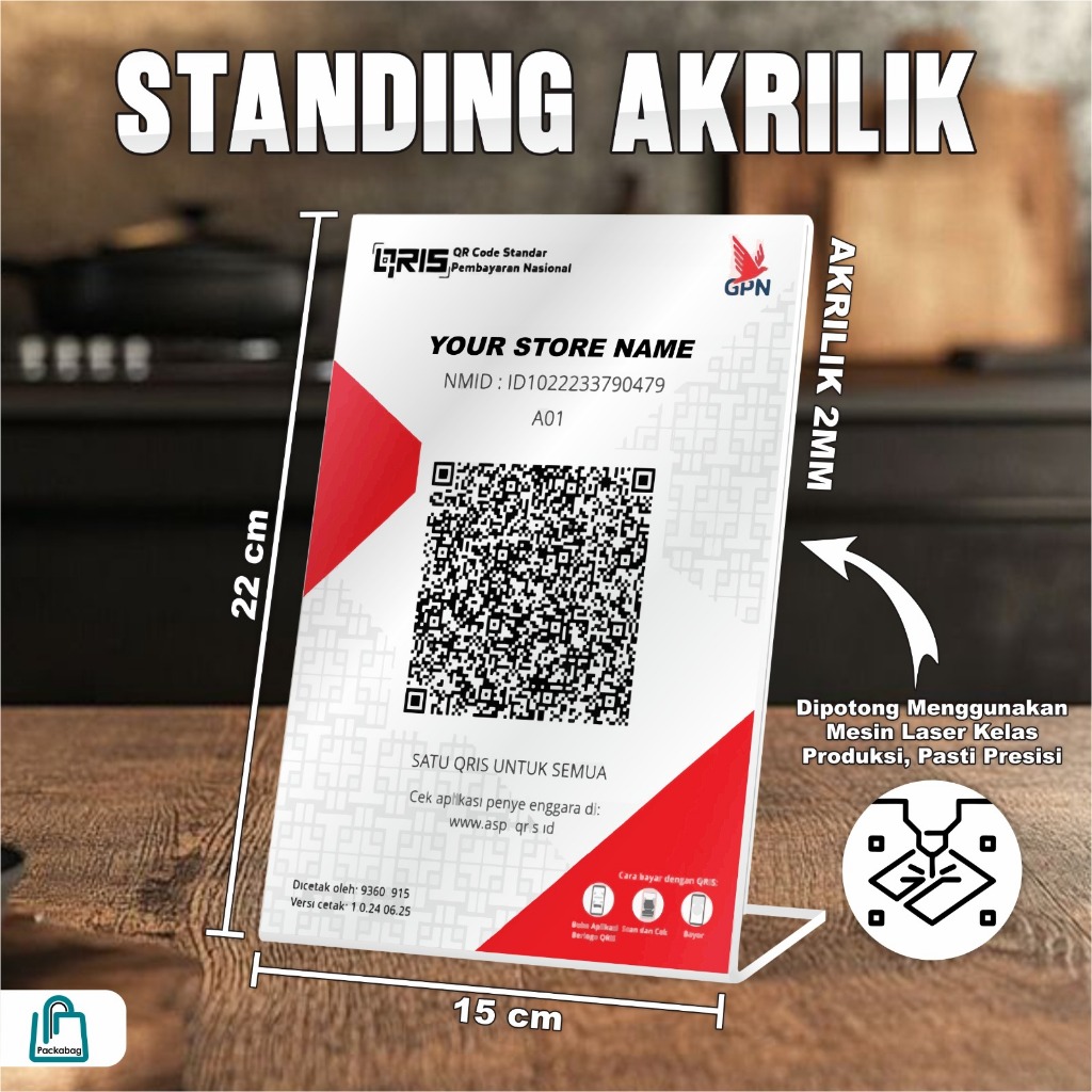 

Standing Display Akrilik A5 - Standing Pajangan Meja Untuk Papan Nama & Qris Tebal 2mm - Redy Stock