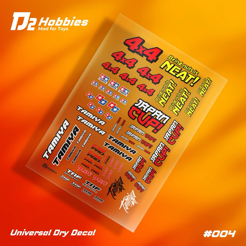 Universal Sticker dry decal kering D2 Hobbies model kit, mini 4wd, diecast, RC, hotswheels 003 tamiy