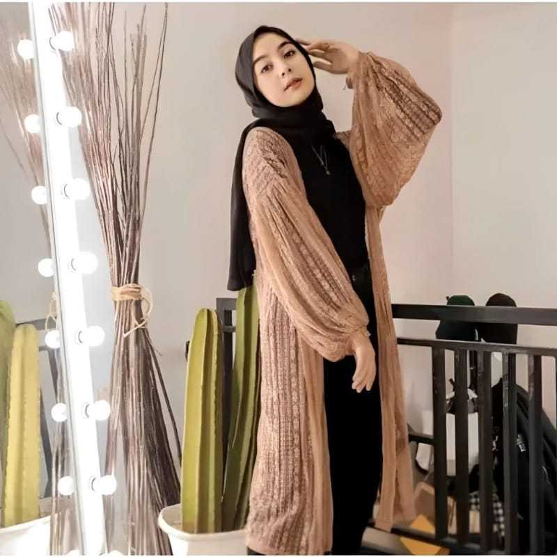 KARDIGAN BRUKAT PREMIUM//LACE OUTER BURKAT//OUTERWEAR BROKAT LENGAN PANJANG LENGAN BALON