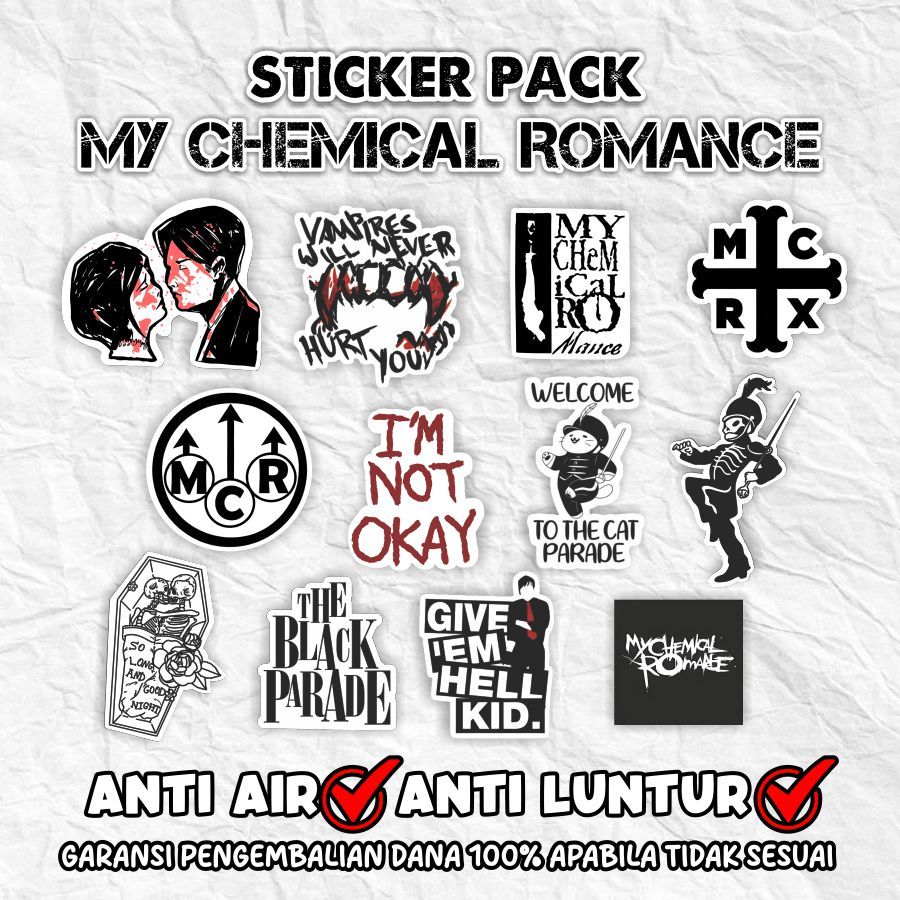 

Sticker Pack Band My Chemical Romance Bahan Vinyil Anti Air Sudah Terpotong