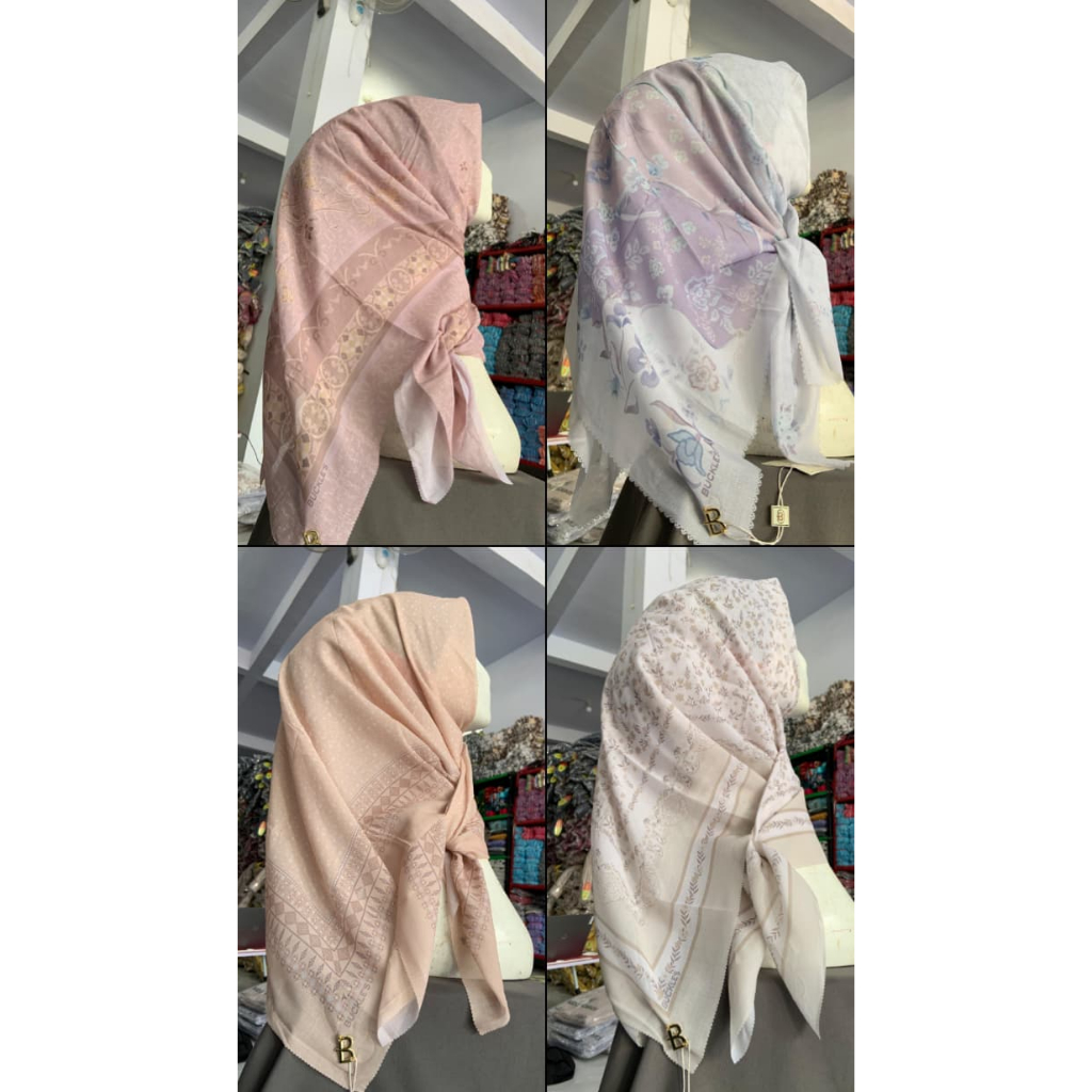 HIJAB BUCKLE SCARVES  MOTIF POUCH /hijab segiempat buckle scarves motif