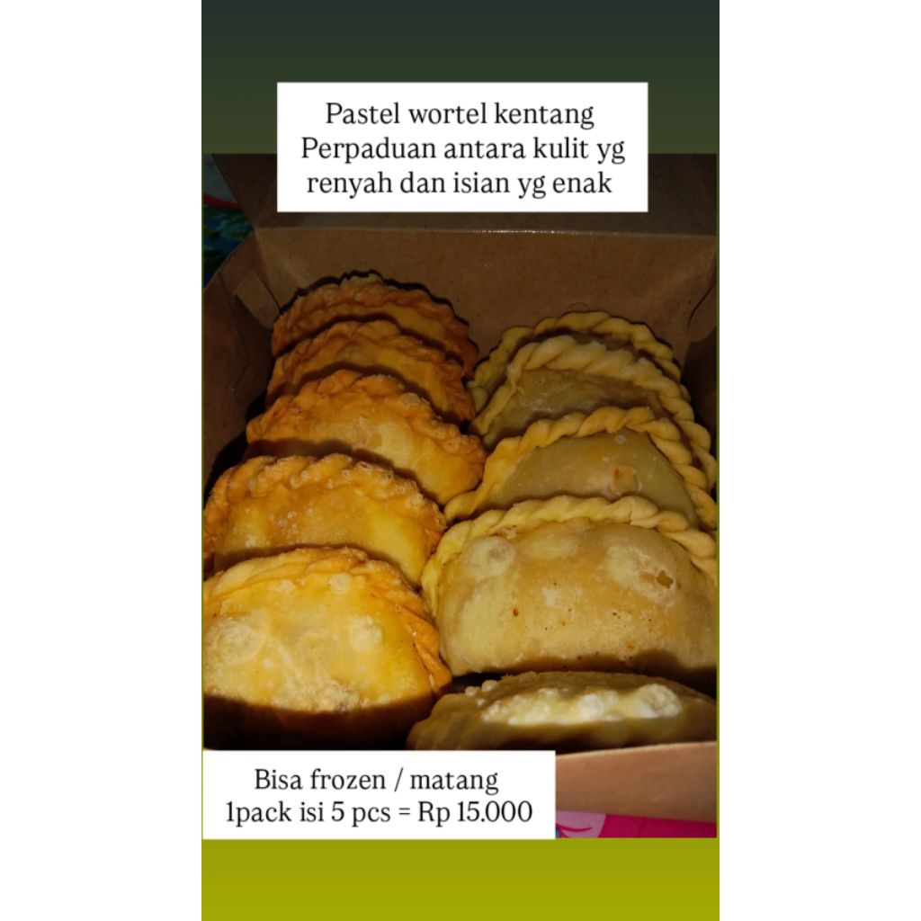 

Pastel wortel kentang, Pastel renyah, Pastel frozen, Pastel matang, pastel siap saji