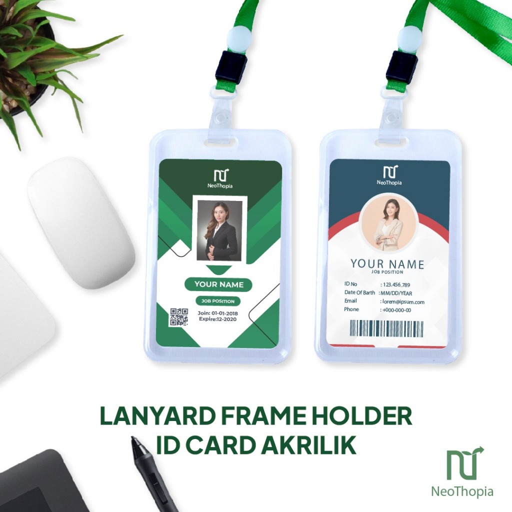 

READY STOCK Name Tag Lanyard Id Card Holder Transparan Plastik Bening Set Card Holder Tali Kalung