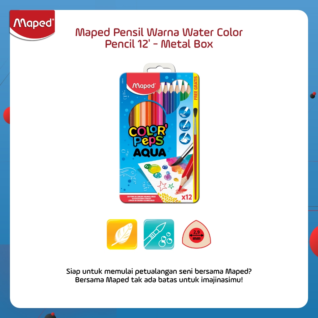 

Maped Pensil Warna Water Color Pencil 12' - Metal Box