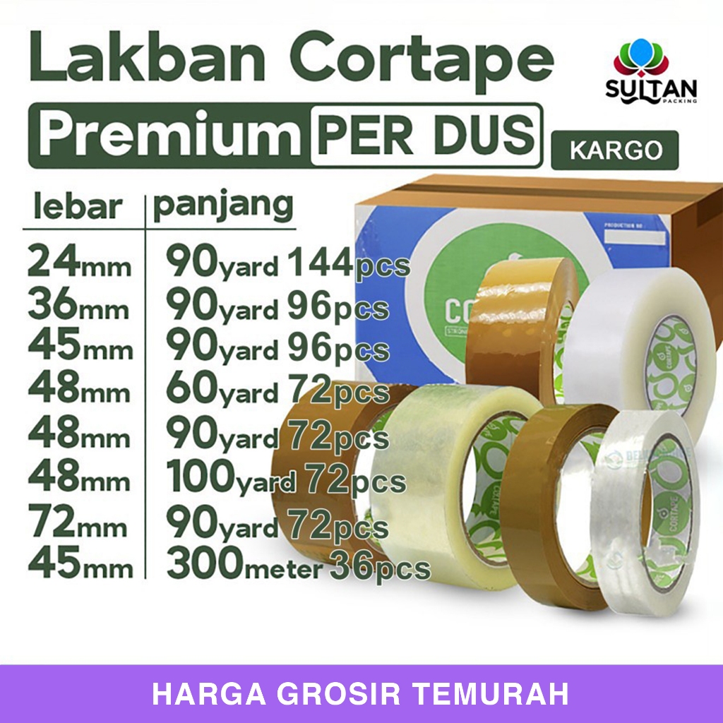 

Lakban / Selotip Cortape Ekonomis Grosir Termurah Per DUS KARGO