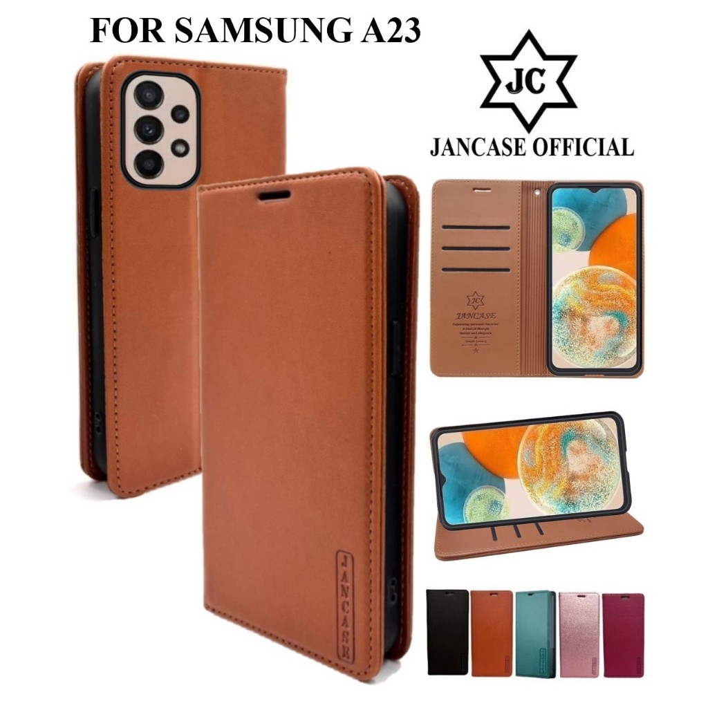JANCASE PREMIUM UNTUK SAMSUNG A23 COVER WALLET BISA BUKA TUTUP DAN STANDING