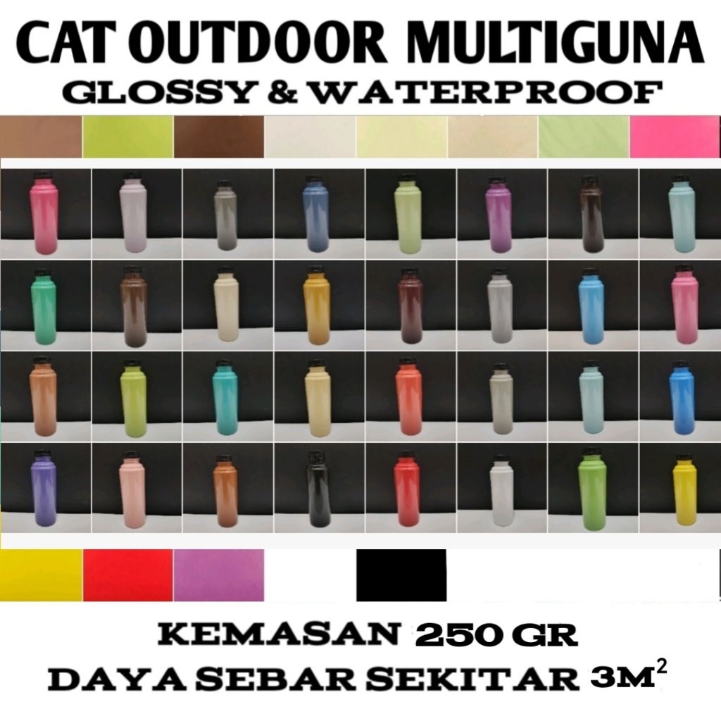 

CAT LUKIS MURAL OUTDOOR MULTIGUNA KEMASAN 250GR ELASTIS GLOSSY TAHAN AIR DAN CUACA UNTUK TEMBOK GENTENG KAYU PAPAN PAGAR BESI WATERBASE MENGKILAP exterior interior anti pudar murah berkualitas akrilik super - Armina Paint