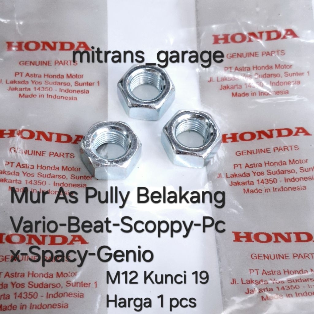Mur Pully CVT Belakang Vario Beat Scoppy Dll M12 (Kunci 19)